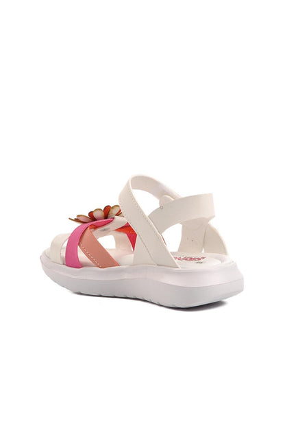 Şng 8010-P White-Fuchsia-Pink Girl's Sandals