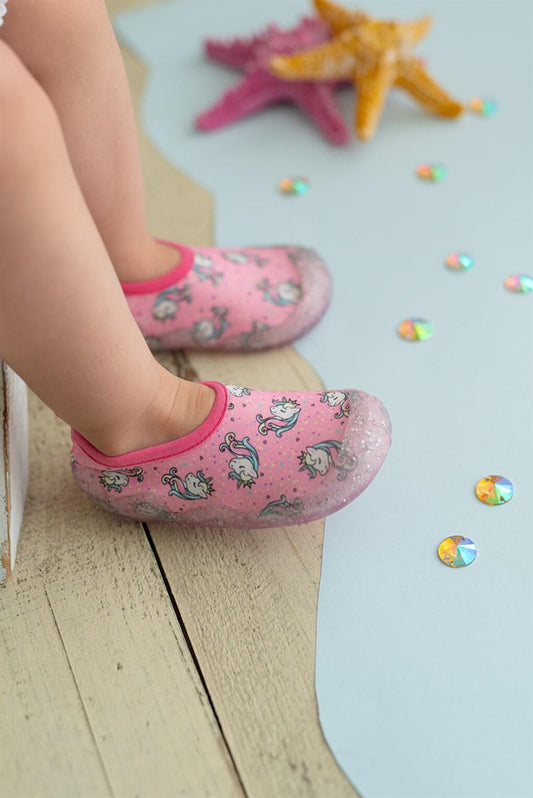 Glitter Unicorn Girl's Non-Slip Sole Sea Shoes