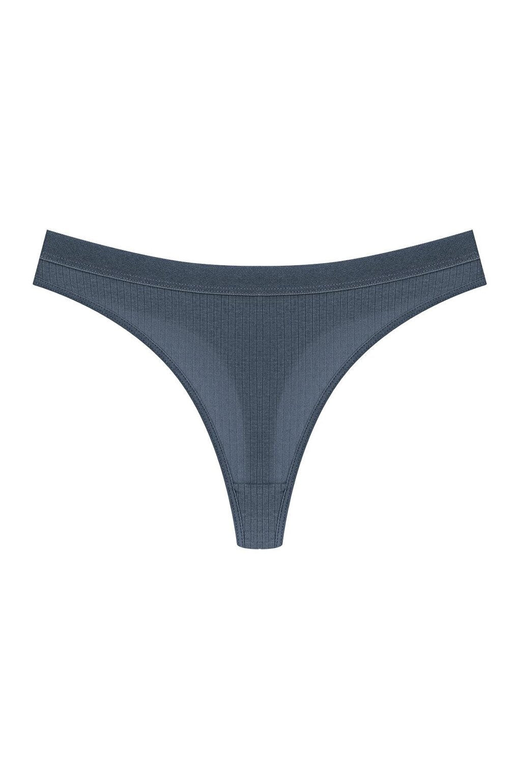 Cotton Ribbed Textured Women's Thong Panties 5-pack