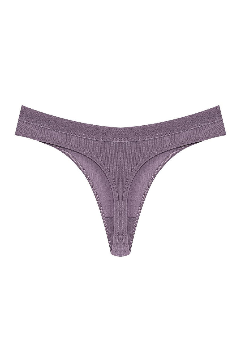 Cotton Ribbed Textured Women's Thong Panties 5-pack