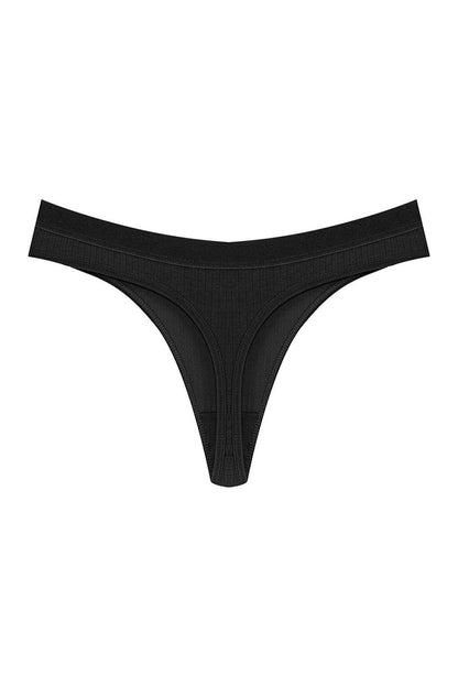 Cotton Ribbed Textured Women's Thong Panties 5-pack