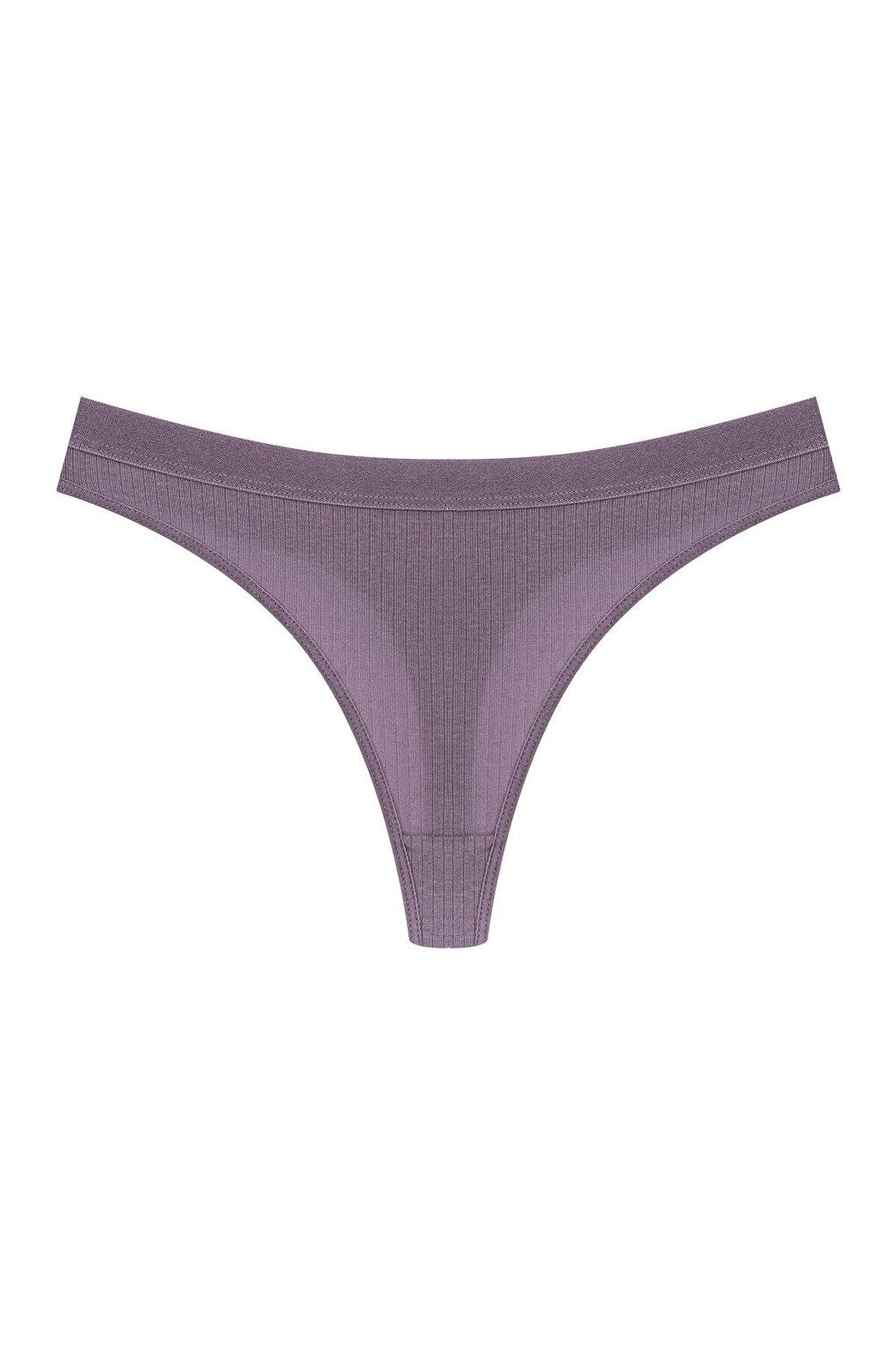 Cotton Ribbed Textured Women's Thong Panties 3-Piece