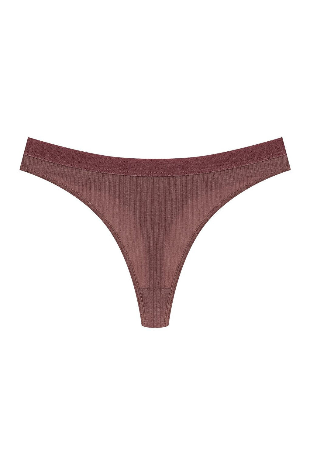 Cotton Ribbed Textured Women's Thong Panties 3-Piece