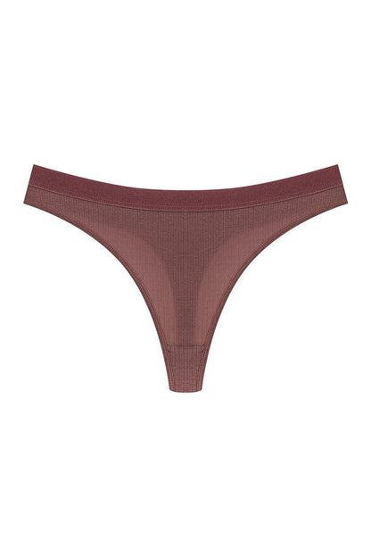 Cotton Ribbed Textured Women's Thong Panties 3-Piece