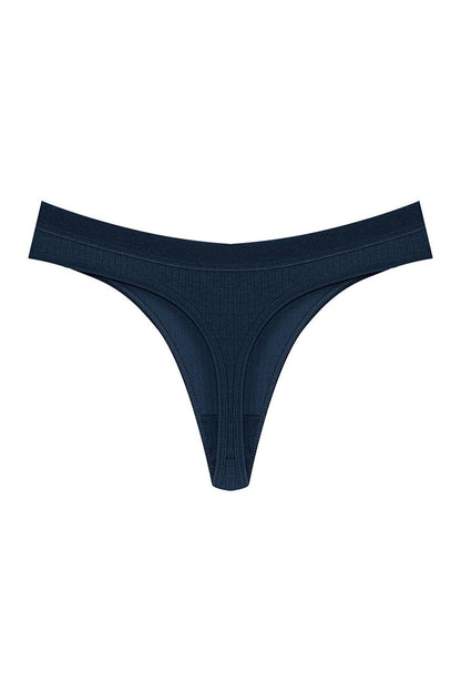 Cotton Ribbed Textured Women's Thong Panties 3-Piece