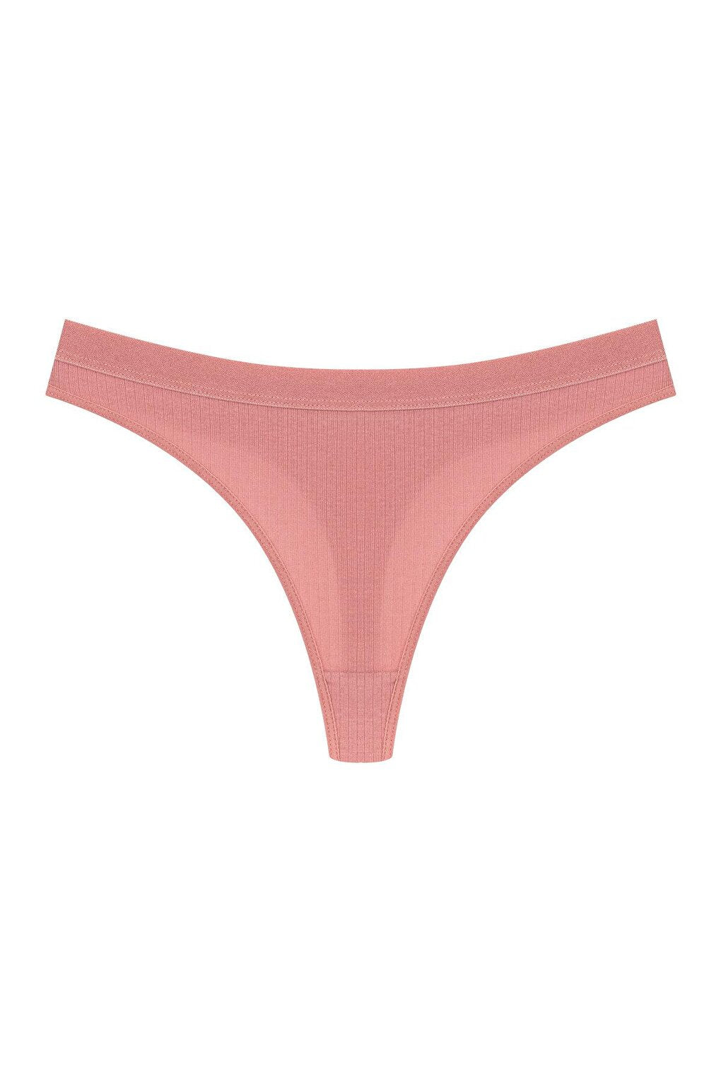 Cotton Ribbed Textured Women's Thong Panties 3-Piece