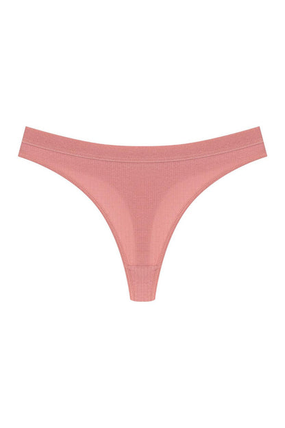 Cotton Ribbed Textured Women's Thong Panties 3-Piece