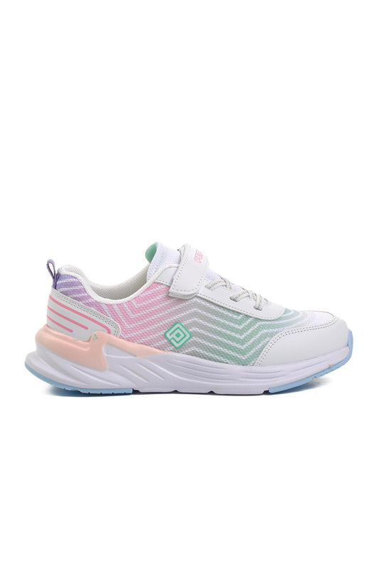 1418-F White-Pink-Water Green Children's Sports Shoes