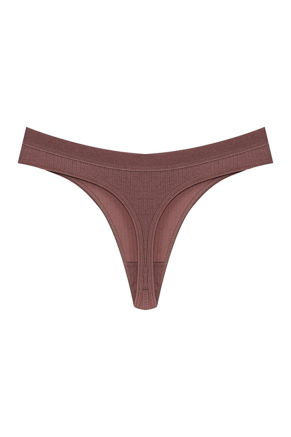 Cotton Ribbed Textured Women's Thong Panties 5-pack