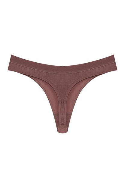 Cotton Ribbed Textured Women's Thong Panties 5-pack