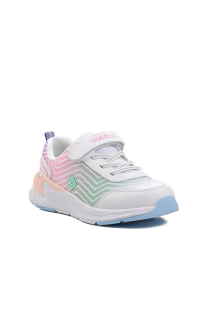 1418-F White-Pink-Water Green Children's Sports Shoes