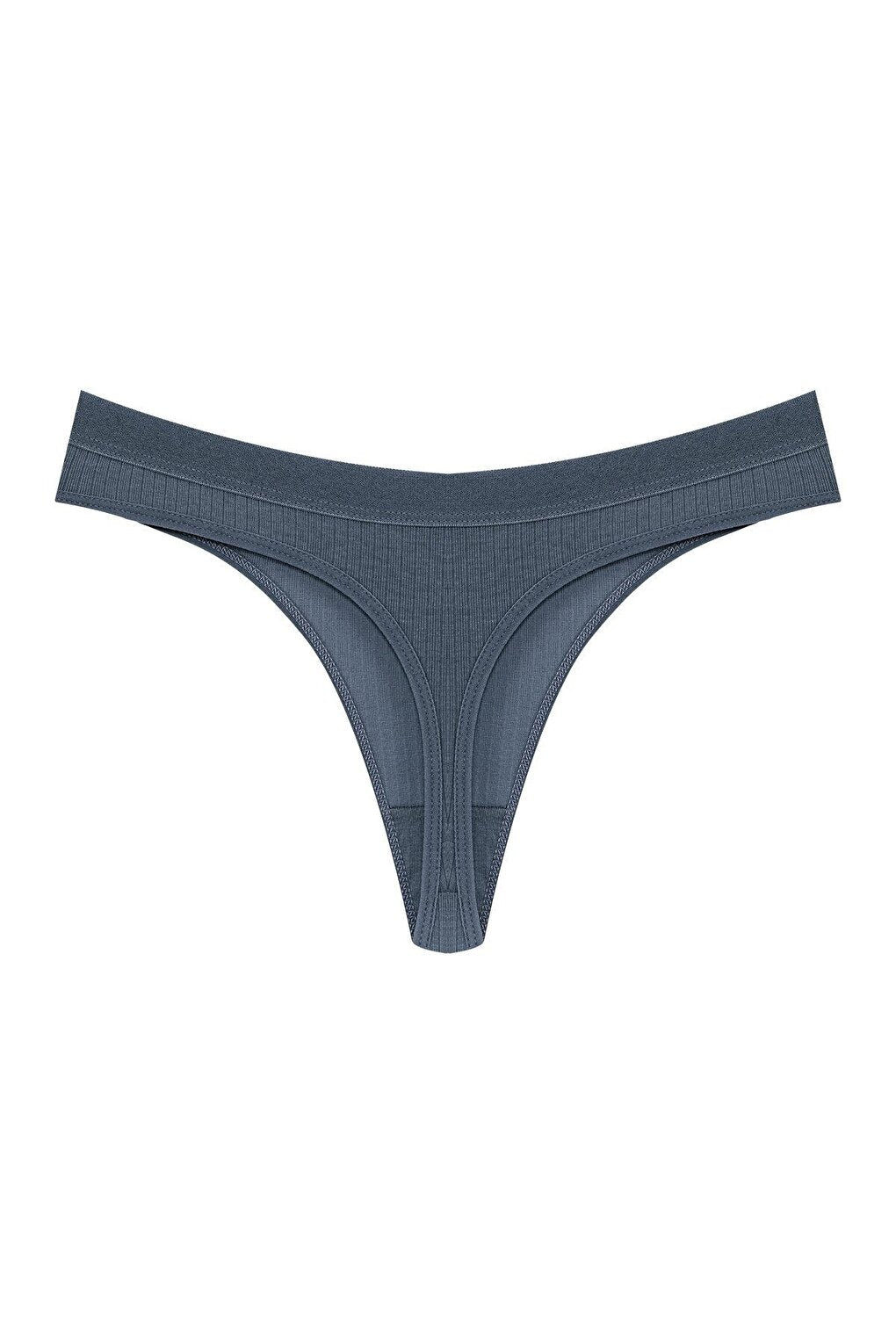 Cotton Ribbed Textured Women's Thong Panties 3-Piece