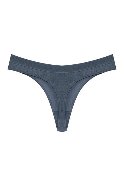 Cotton Ribbed Textured Women's Thong Panties 3-Piece