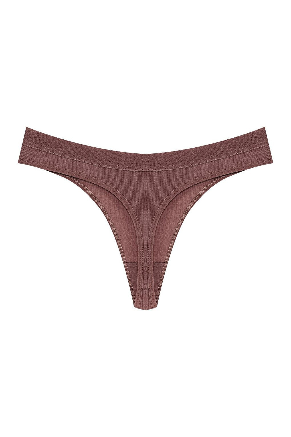 Cotton Ribbed Textured Women's Thong Panties 3-Piece