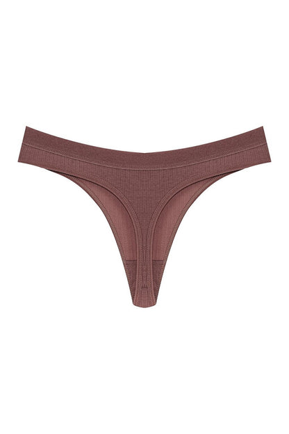 Cotton Ribbed Textured Women's Thong Panties 3-Piece