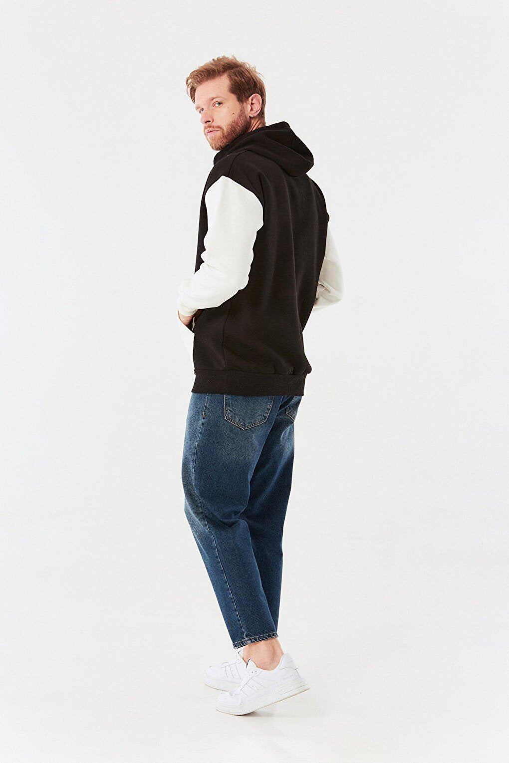 Color Blocked Hooded Oversize Sweatshirt