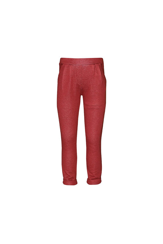 Claret Red Girl's Double Leg Waist Pleated Pocket Trousers