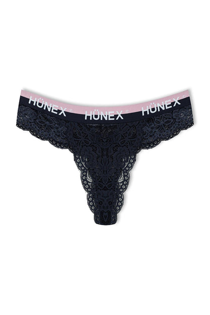 Lace Written Rubber Thong Women's Panties 3-Piece