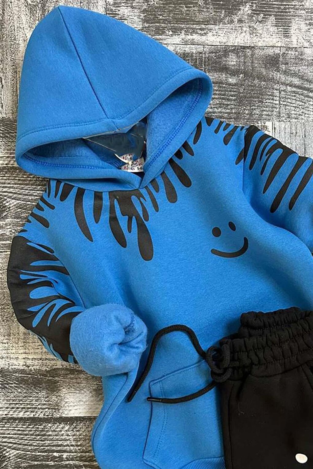 Boy's Hooded Smile Printed Rose Gold Tracksuit