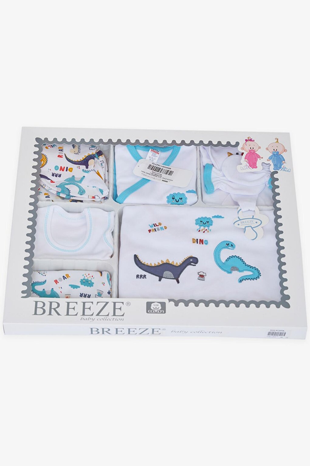 Baby Boy Hospital Release Pack of 10 Friendship Themed Embroidered White (0-3 Months)