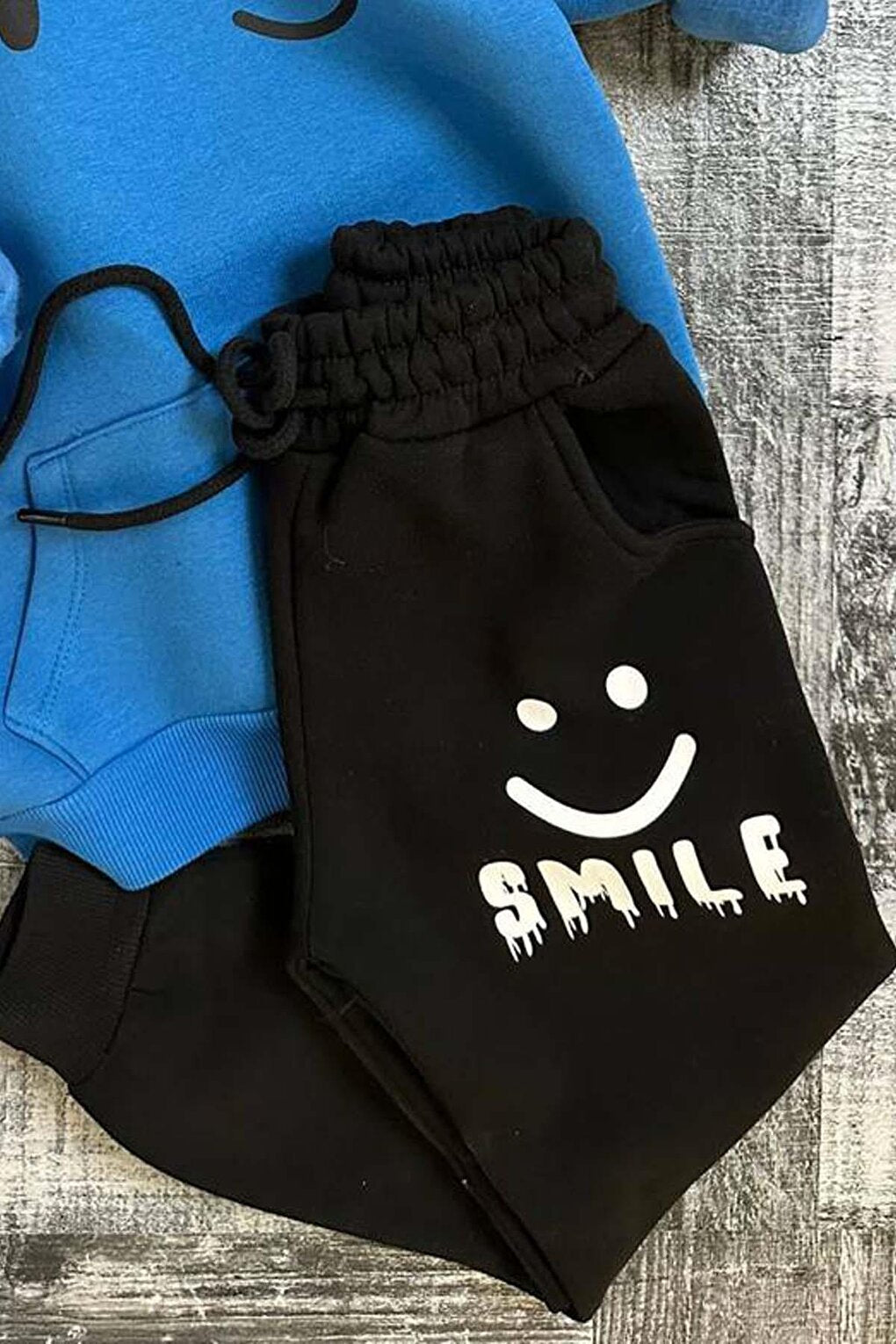 Boy's Hooded Smile Printed Rose Gold Tracksuit