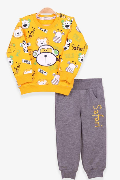 Boy's Tracksuit Set Yellow with Monkey Embroidery (Age 1-4)