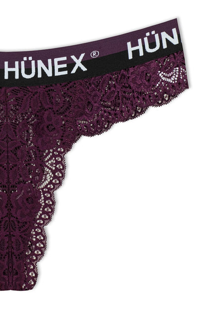 Lace Written Rubber Thong Women's Panties 3-Piece