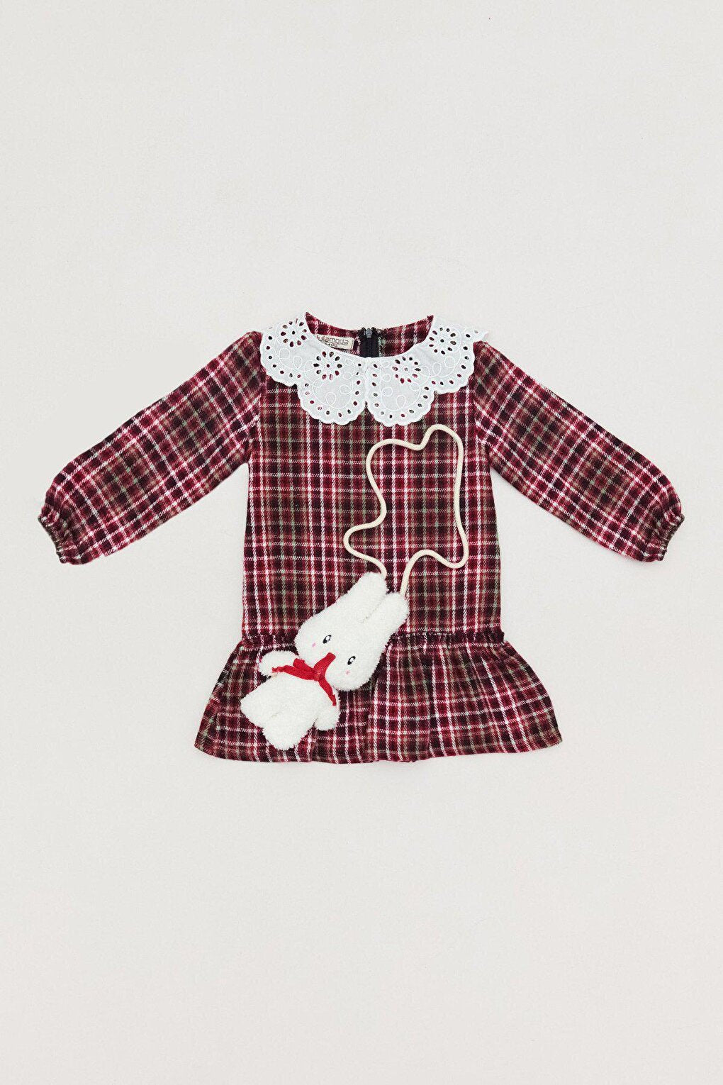 Plaid Patterned Accessory Girl's Dress