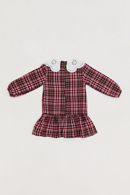 Plaid Patterned Accessory Girl's Dress