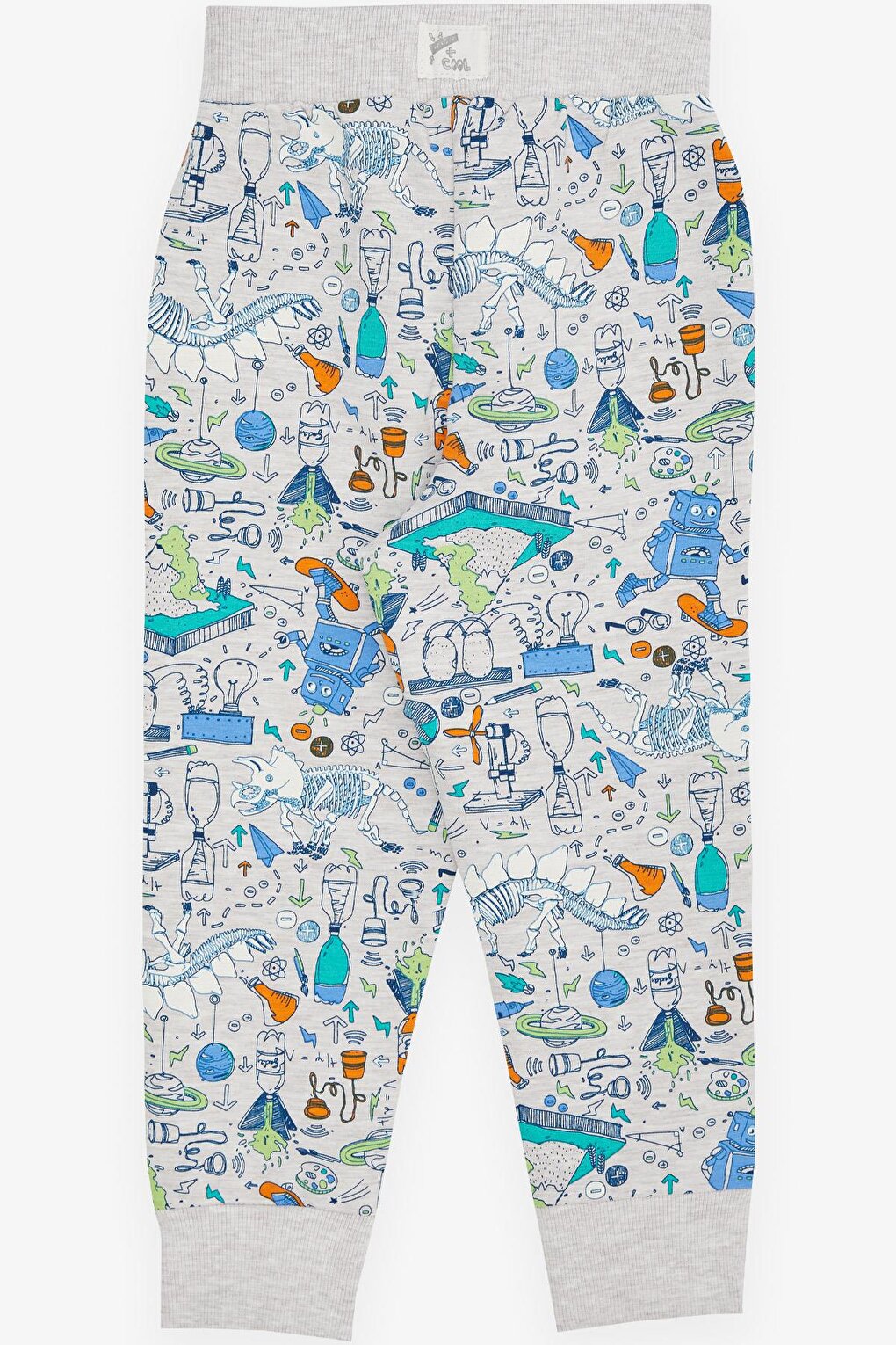 Boy's Sweatpants Science Themed Beige Melange (Age 1.5-4)