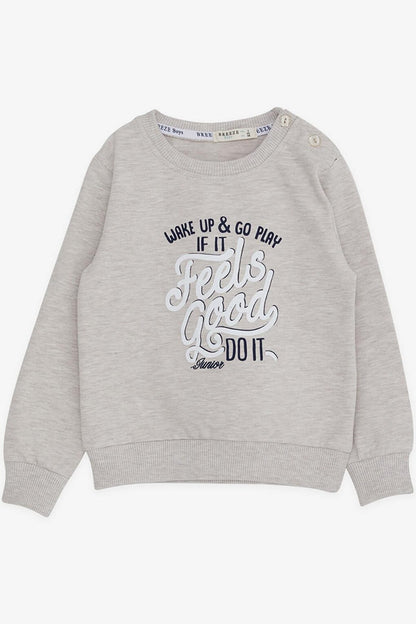 Boy's Sweatshirt Text Printed Beige Melange (Age 2-6)