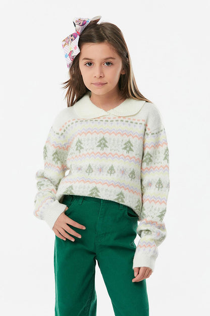 Baby Collar Girls' Knitwear Sweater