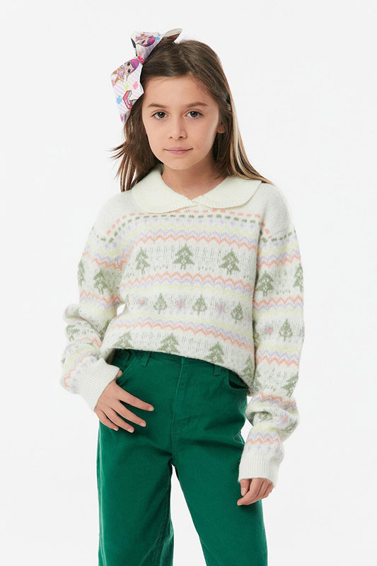 Baby Collar Girls' Knitwear Sweater