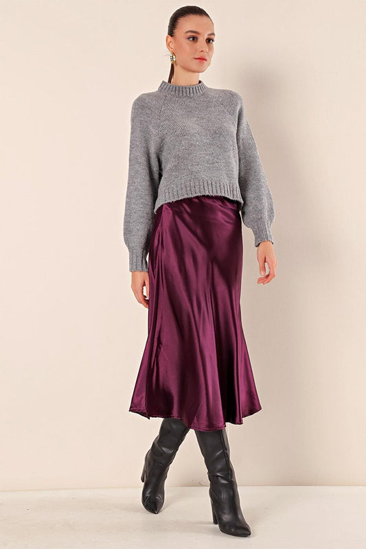 15806 Satin Skirt - Purple