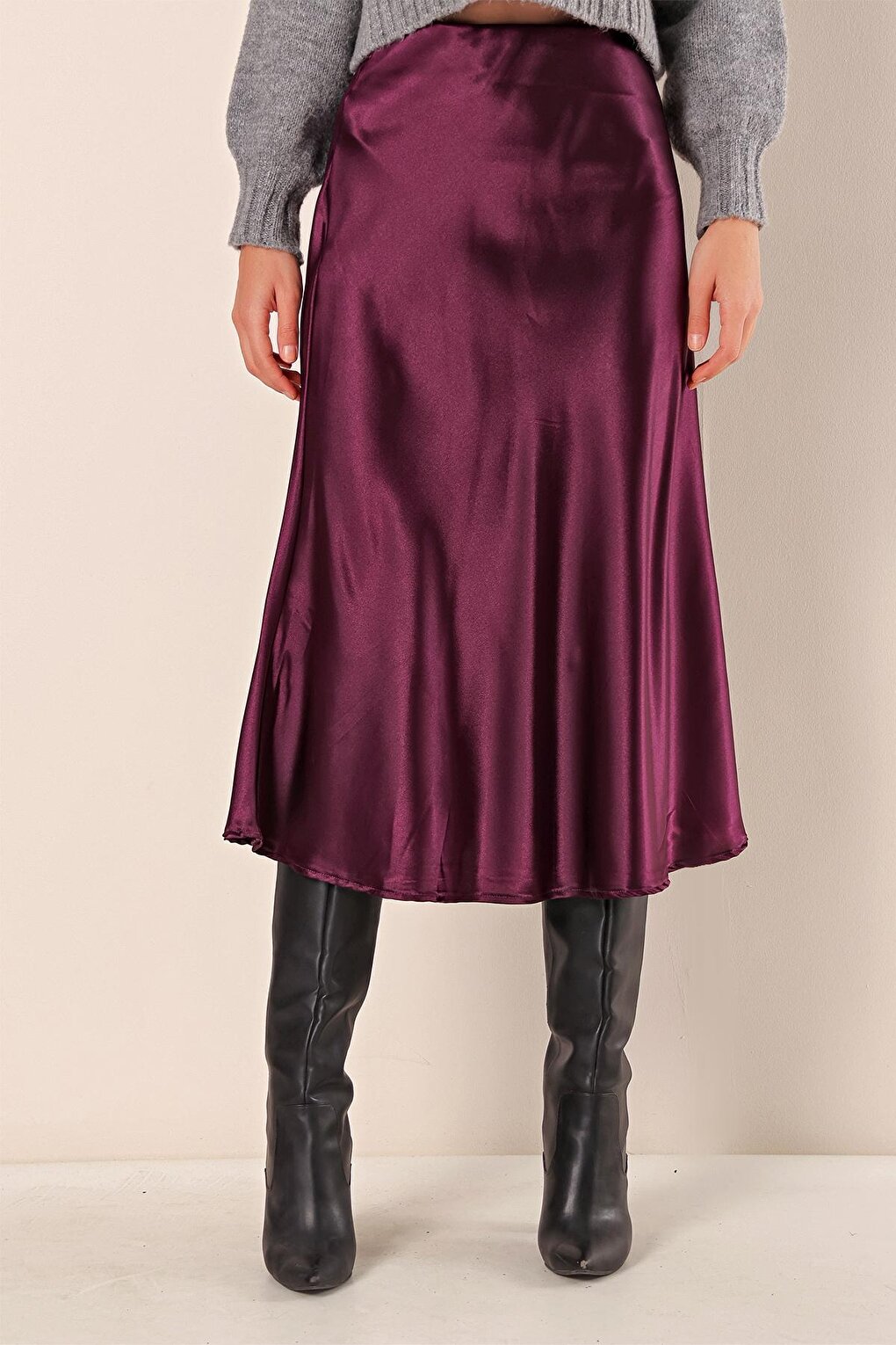 15806 Satin Skirt - Purple