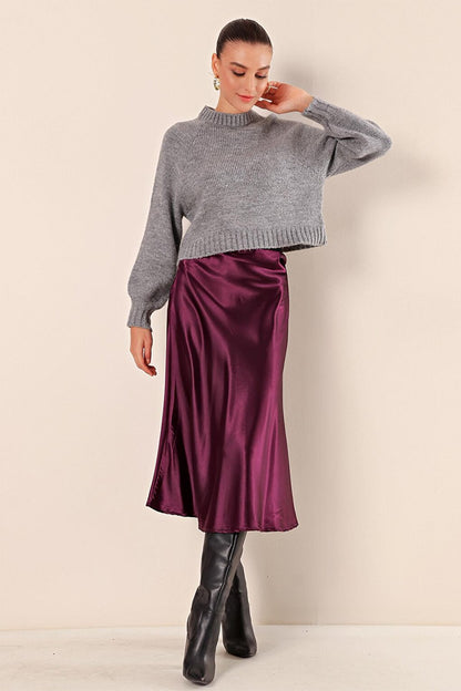 15806 Satin Skirt - Purple