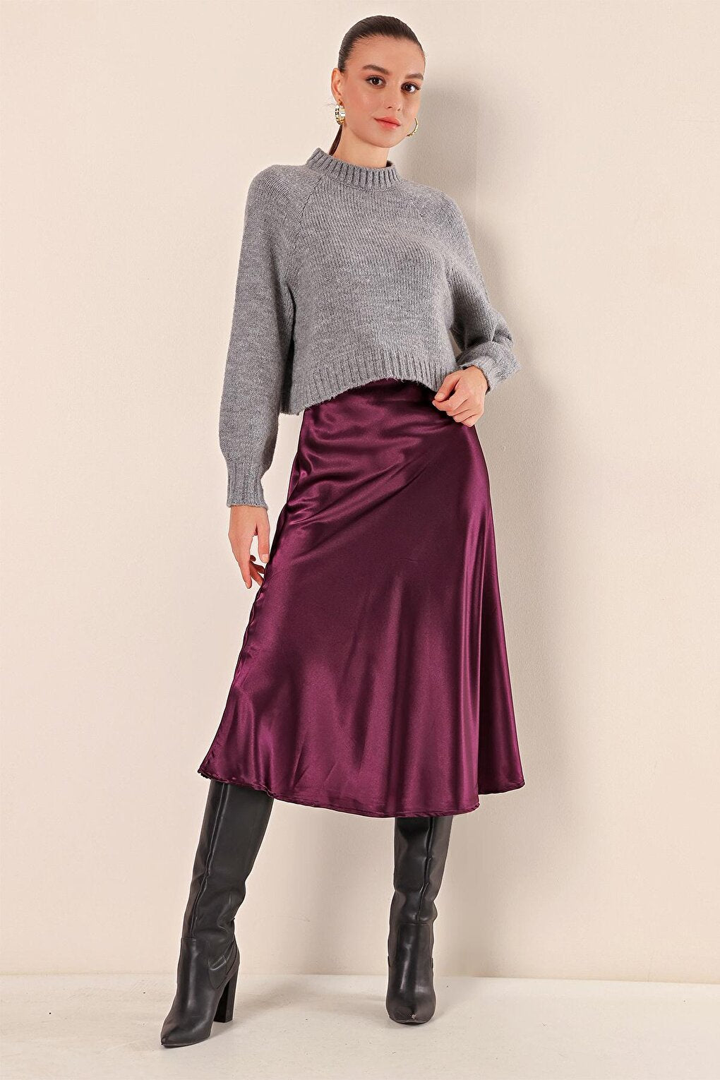 15806 Satin Skirt - Purple