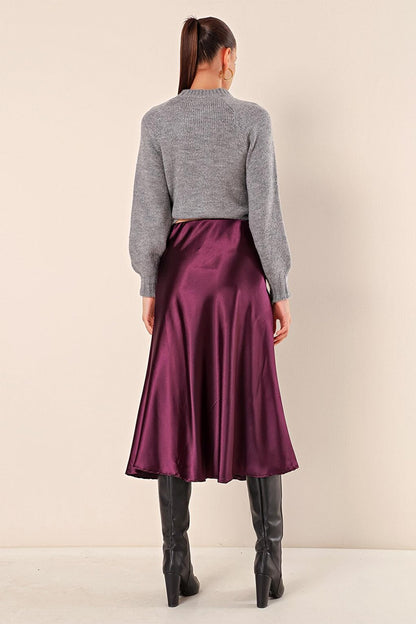 15806 Satin Skirt - Purple