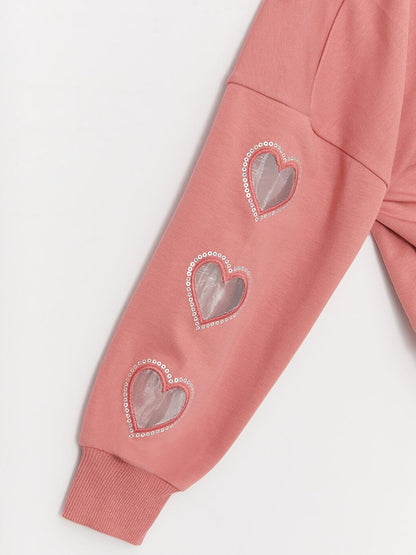 Girl's Sleeves Heart Sweatshirt