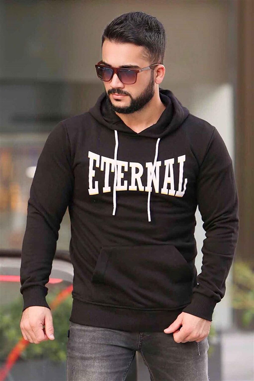 Printed Black hooded Sweatshirt 4175