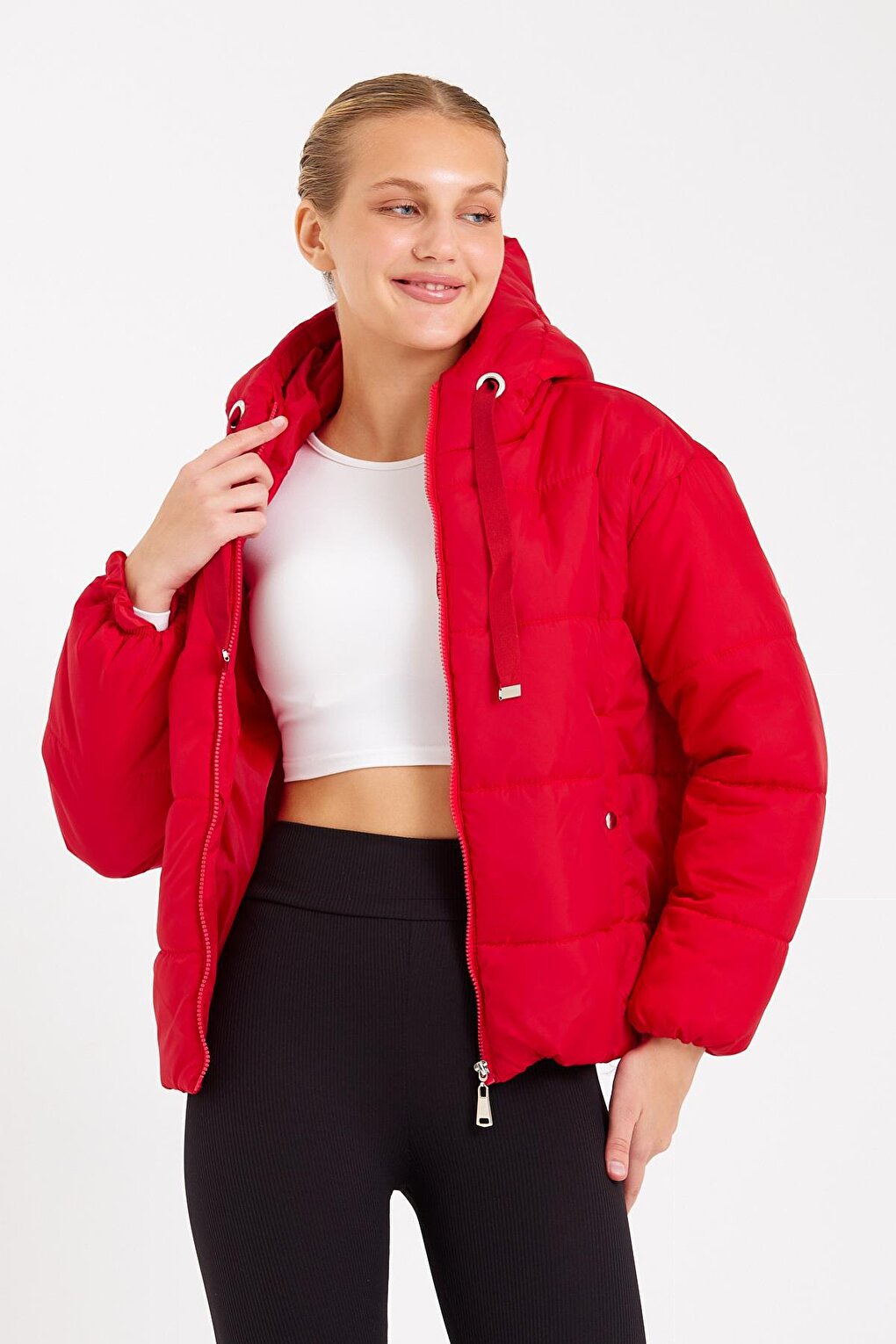 Short Hooded Women's Puffer Coat