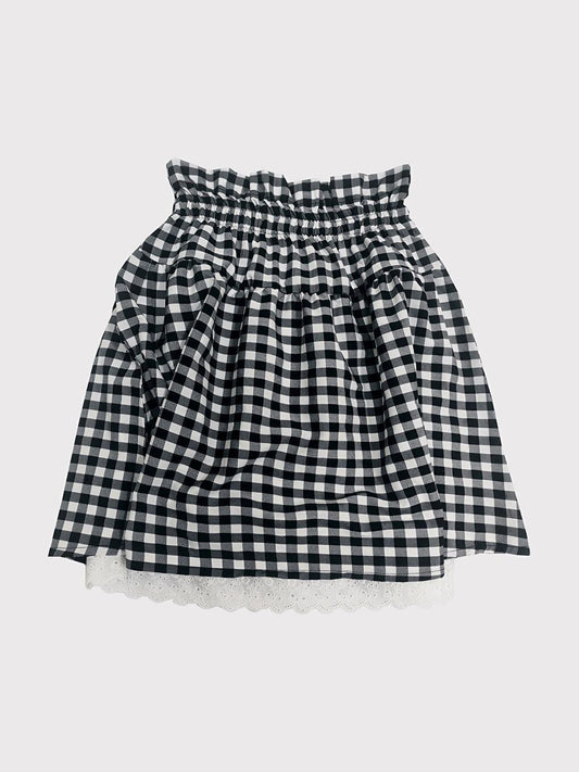 Girl's Lace Plaid Skirt