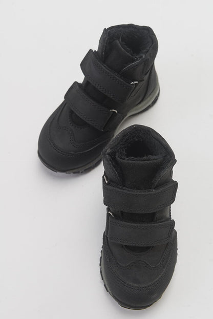 Boy's Black Genuine Leather Anatomical Trekking Boots