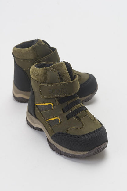 Boy's Khaki Genuine Leather Anatomical Trekking Boots