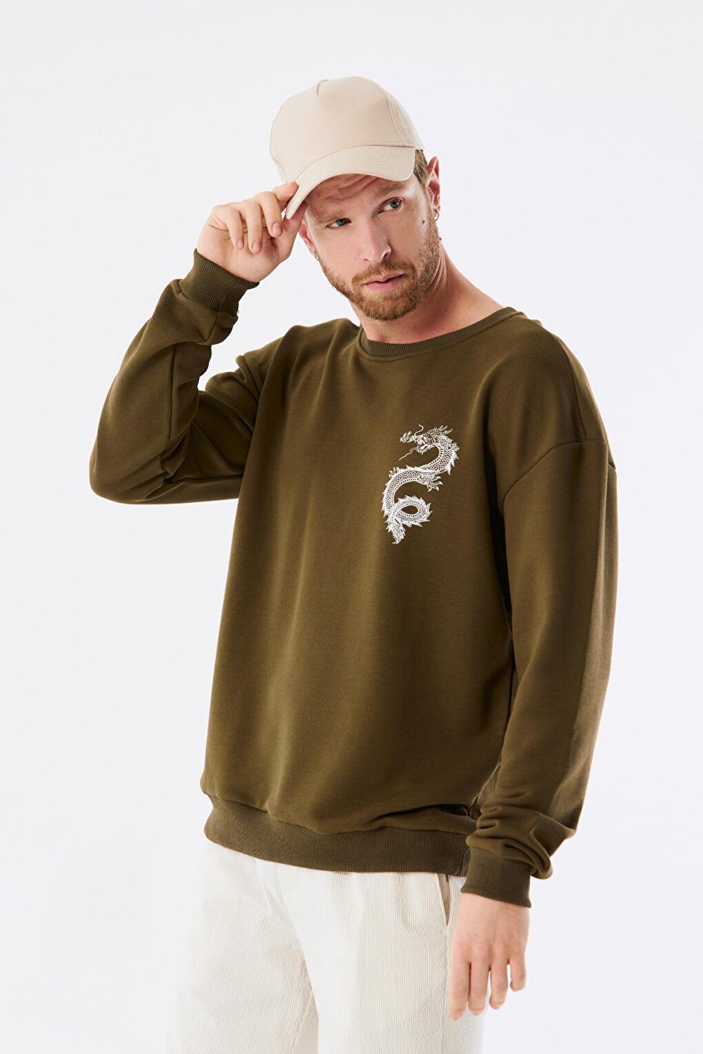 Dragon Printed Crew Neck Sweatshirt