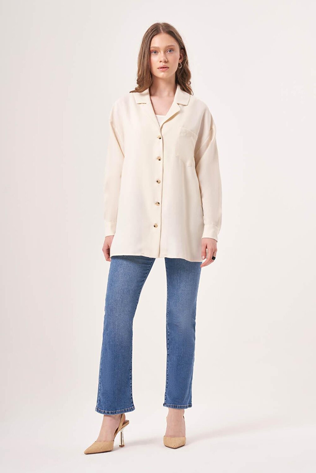 Linen Textured Beige Shirt