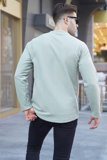 Green Crew Neck Regular Fit Basic Sweatshirt 6023