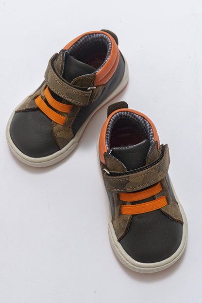 Boy's Khaki Genuine Leather Anatomical First Step Boots