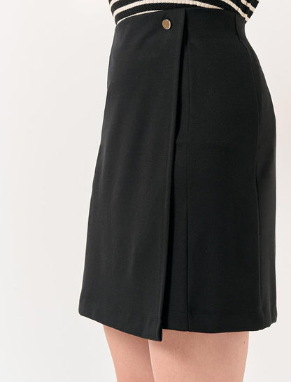 Black Straight Cut High Waist Stylish Skirt