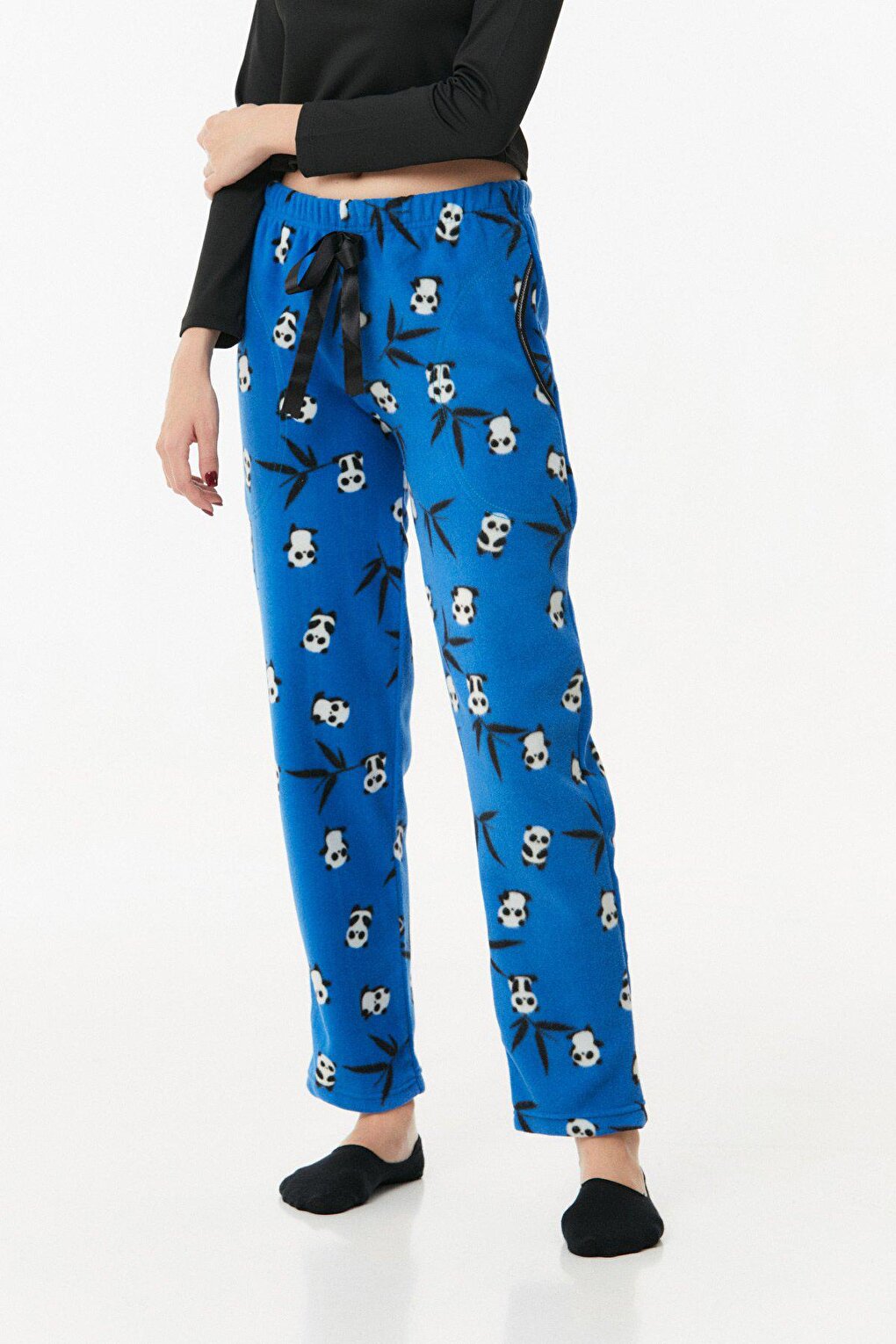 Panda Printed Pocket Fleece Pajama Bottoms